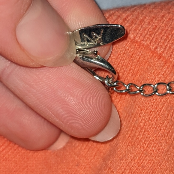 New York & Company Chunky Metal Bib Necklace with Rhinestones and Flowers - Picture 6 of 7